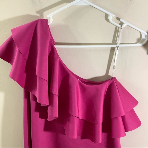 ASOS Fuchsia One Shoulder Ruffle Dress - Picture 3 of 4